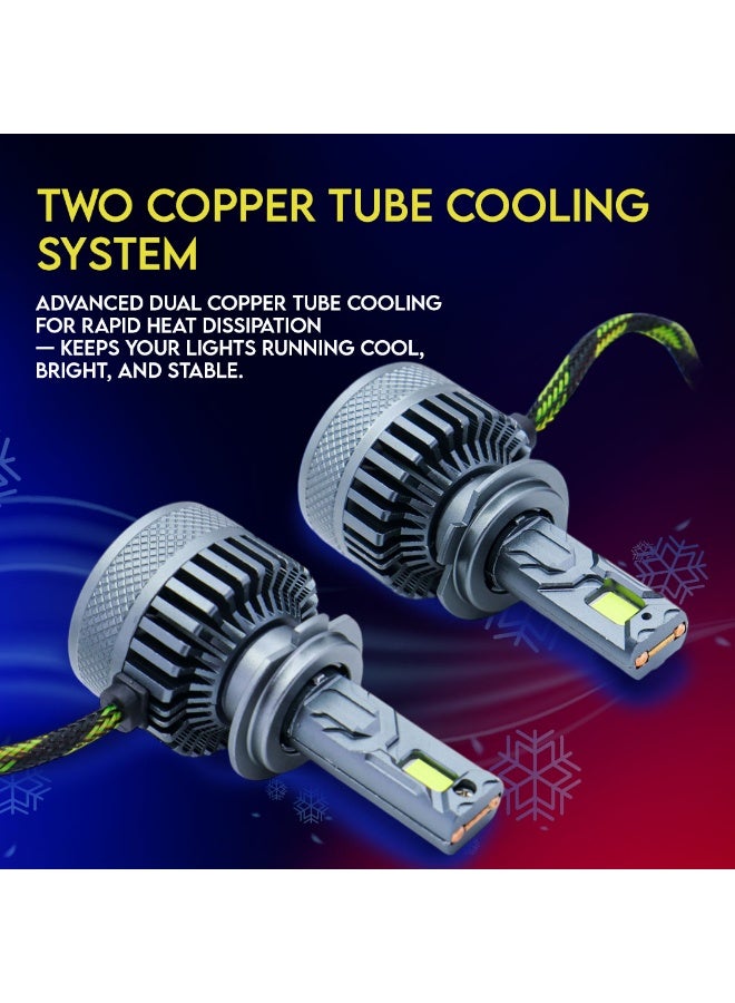 طقم لمبات ليد أمامية A150 عالية القوة 360 درجة (قطعتين) – H7 | 300 واط | شعاع أحادي | 6000 كلفن مع درايفر | ضمان دولي لمدة 6 أشهر - Image 3